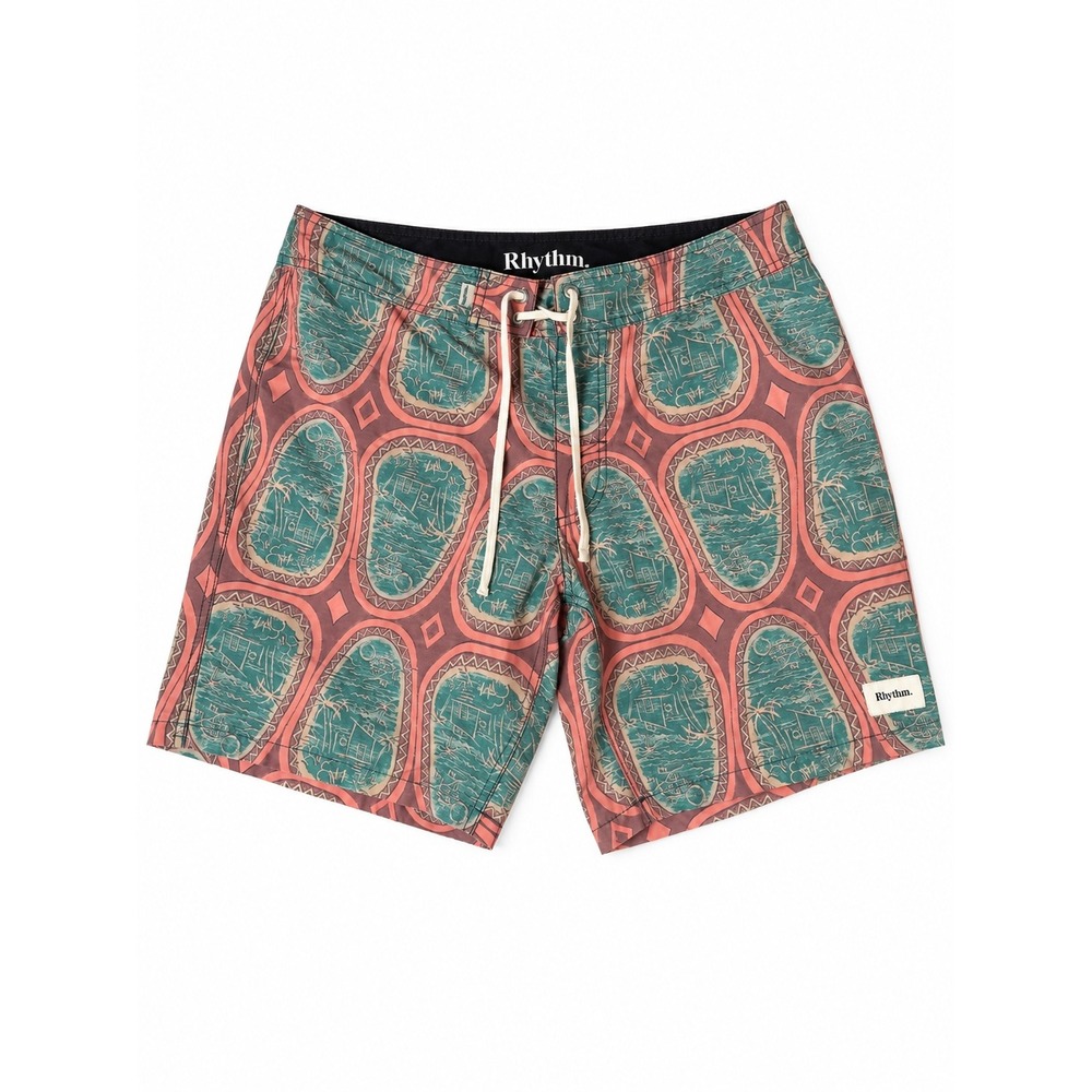 Rhythm Men's Board Shorts Size 33 Tropical Geometric Print Swim Trunks